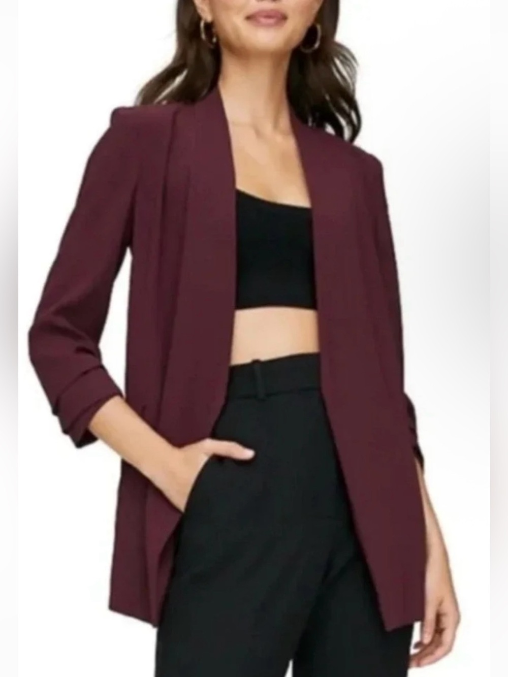 Babaton Open-Front Burgundy Blazer